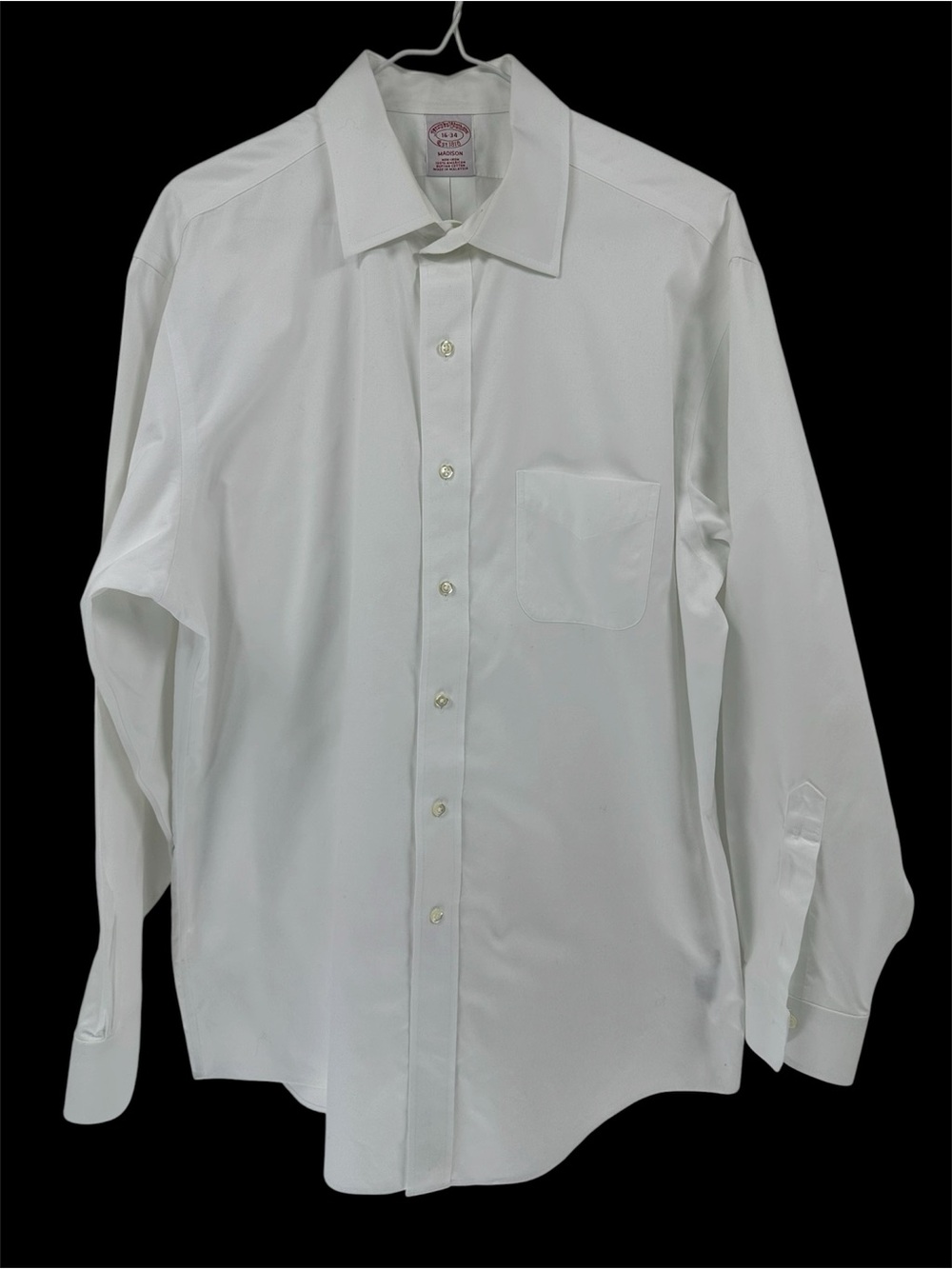 Brooks Brothers Dress Shirt Men White Sz 16/34 Long Sleeves Button Up Cotton USA